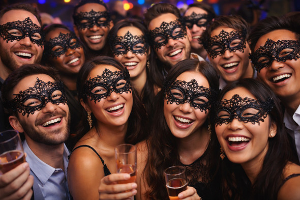12 PACK Mardi Gras Venetian Black Mask Die Cut 1847JO